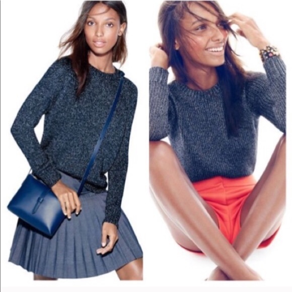 J. Crew Sweaters - • J.Crew • Metallic Side Slit Sweater Blue Small
